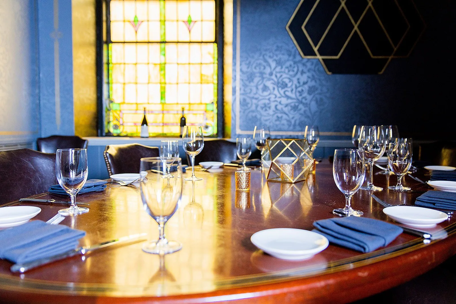 The private parlour at OldeStone set for an intimate dinner